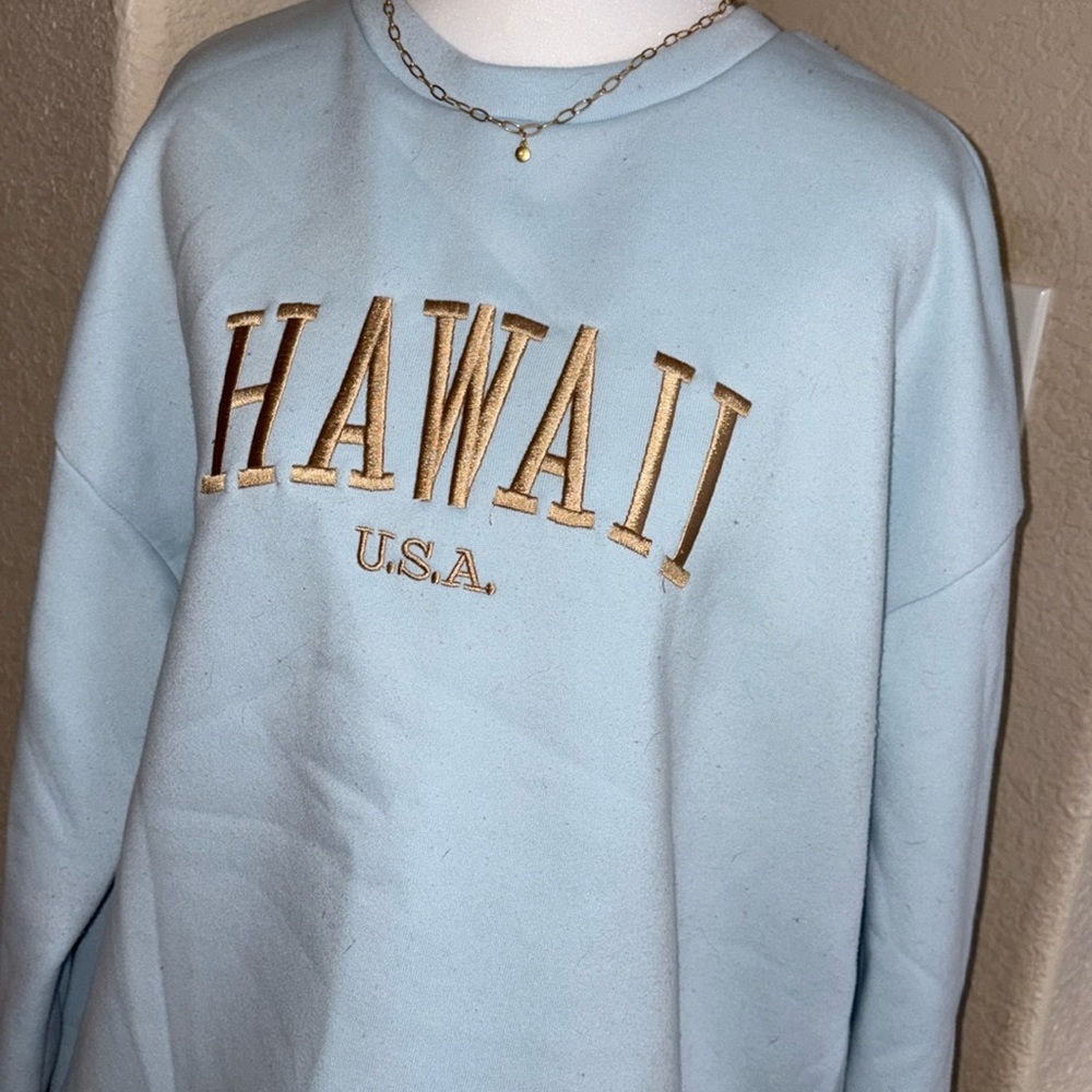 Shein blue Hawaii USA sweatshirt Size S - Picture 7 of 16